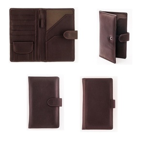 Portefeuille de voyage en cuir véritable marron de haute qualité pour Essentials unisexe RFID caractéristique longue avec motif de Logo de fermeture à bouton - Product Image 1