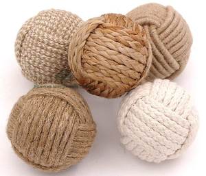 Boule de coton rustique en corde de jute nautique sphère décorative vintage pour vase, plateau, bol et décor de table à la maison - Product Image 1