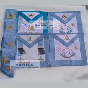 Tablier maçonnique du Rite Français MB, imitation cuir/peau d'agneau, col à ruban, régalia maçonnique, broderie, patch, travaux d'aiguille - Product Image 3