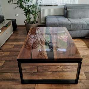 โต๊ะกาแฟไม้วอลนัทอีพ็อกซี่เรซินอุตสาหกรรมเฟอร์นิเจอร์ห้องนั่งเล่นไม้เนื้อแข็งสำหรับใช้ในบ้าน - Product Image 2