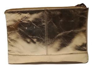 Pochette/sac à main en or en cuir fendu de vache avec fermeture à glissière porte-monnaie à motif de bonbons - Product Image 3