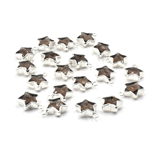 Cuarzo Ahumado de 14-16 mm, Colgante de Latón con Forma de Estrella Facetada, Plateado con Argolla para Fabricación de Joyas - Product Image 4