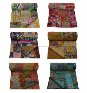 Venta al por mayor One Of Kind Sari Patchwork Reversible Kantha Edredón - Product Image 2