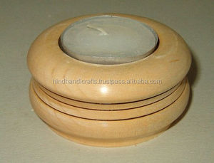 เชิงเทียนทรงกระบอกไม้สีทูโทนหรูหราที่วางเทียนทรงกลมสีเรียบง่ายสำหรับวัสดุเคลือบแวกซ์โลหะแนวคริสต์มาส - Product Image 2