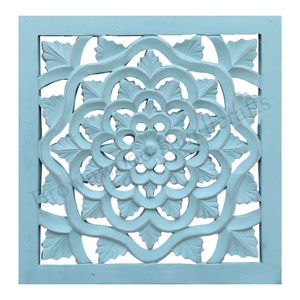 Panel colgante de pared tallado Floral de MDF cuadrado de lujo para decoración de dormitorio y oficina ilustraciones de Mandala decorativas de madera al por mayor - Product Image 1