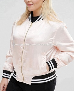 เสื้อแจ็กเก็ตบอมเบอร์แบบเรียบสไตล์ผู้หญิง,เสื้อแจ็กเก็ตบอมเบอร์ผ้าซาตินสไตล์ตัวแทนผู้หญิง - Product Image 3