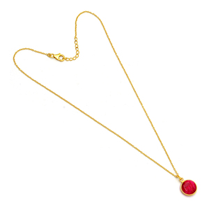 Collier punk en forme de Briolette pour femmes, pendentif rond rubis plaqué argent 925, chaîne, bijoux - Product Image 2