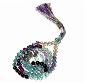 Collar Mala de 108 Cuentas de Fluorita Arcoíris Anudadas, Joyería Espiritual de Yoga, Piedra de Cristal Curativa, Estilo Bohemio, 8mm, Unisex, Rudra - Product Image 1