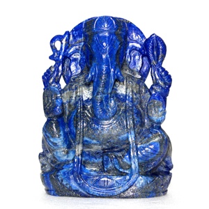 Statue naturelle Lapis Lazuli Ganesha, Sculpture en cristal, pierre de guérison, décoration de la maison, fabriquée en inde - Product Image 2