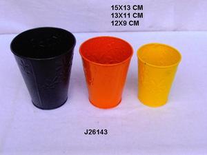 Venta caliente naranja y negro pintado hierro maceta redonda con patrones en relieve maceta de Metal para la decoración del hogar y jardín - Product Image 6