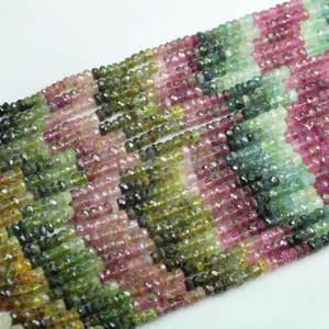 Piedra preciosa de turmalina natural Rondelle cuentas facetadas Strand proveedor fabricante cuentas de piedra sueltas - Product Image 3