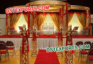 Grand Mandap de mariage en fibre de lotus, ensemble de mandap à six piliers, pagode entièrement en fibre pour mariage indien, pour Vivah Chicago - Product Image 5