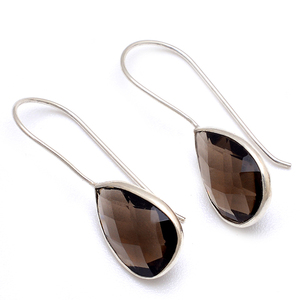 Pendientes colgantes de plata 925 con piedras preciosas de cuarzo ahumado corte pera joyería pendiente de moda para boda, regalo, fiesta para mujer - Product Image 1