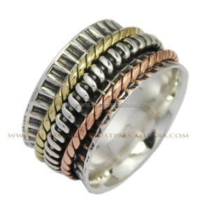 Wholesale Infinity Texture Two Tone Spinning <b>Ring</b> Vermeil <b>Eternity</b> <b>Silver</b> Jewelry for Party Meditation <b>Ring</b> Jewelry Supplier - Product Image 4