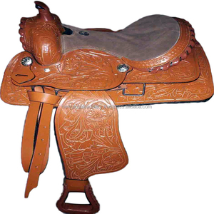 VENDRE Selle en cuir usiné Western Selle d'équitation Tan London Natural IN DOLLAR 35 14 15 16 17 18 Cuir véritable - Product Image 1
