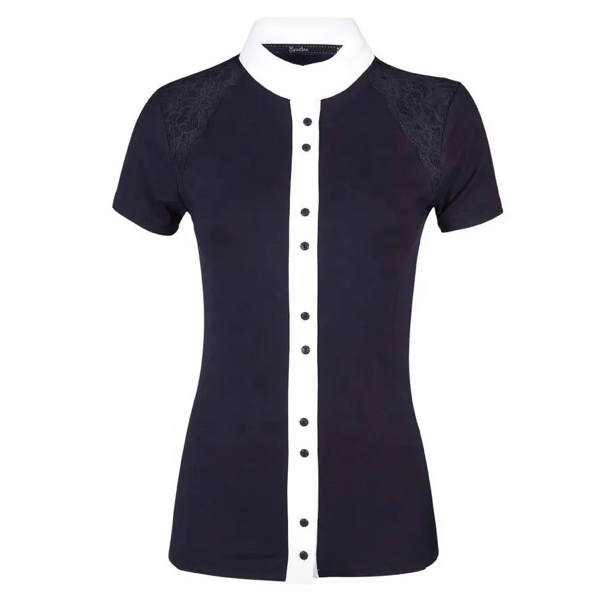 Lace on Shoulders Horse Rider Sports Short Sleeve competition Polo T shirt