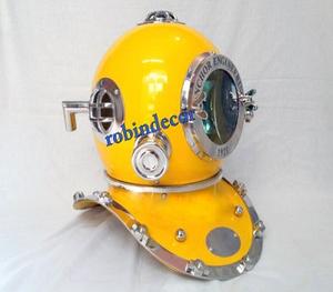 Couleur jaune Jaune Antique Casque de Plongée NOUS Ancre Marine Génie Plongeurs Casque Réplique - Product Image 3