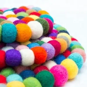 Vilt Bal Mix Kleur Wol Tapijt/Rug/Thee Coaster Groothandel Handgemaakte Vilt Fabrikant Nepal