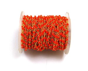 ปะการังสีแดงธรรมชาติอัญมณีเครื่องประดับลูกปัดลูกประคําลวดห่อลูกปัดชุบทองลูกปัดลูกประคําเหรียญ Charm CHAIN - Product Image 6