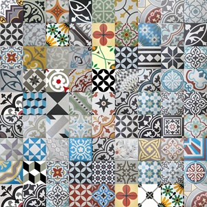 Carrelage coloré bleu-blanc, Patchwork de couleur mixte, pour hommes et femmes - Product Image 1