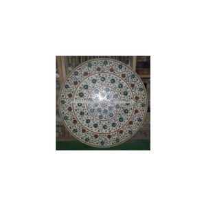 Plateaux de table en marbre blanc magnifiquement incrustés de Pietra Dura - Product Image 1