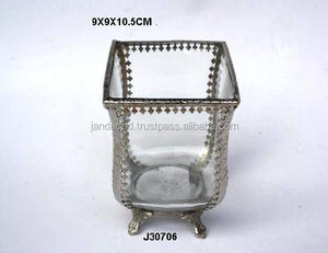 Linterna votiva de latón y vidrio de Venta caliente con acabado de níquel decoración navideña para el hogar y la decoración del hogar de la sala de estar - Product Image 2