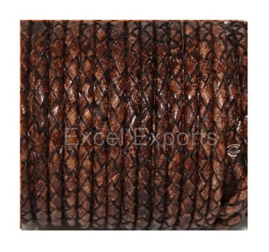 Cordon en cuir métallique tressé en gros de tailles 3mm 4mm 5mm pour sacs, ceintures et décoration artisanale - Product Image 2