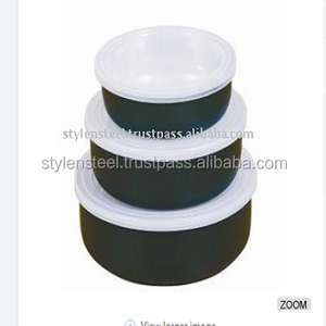 Ensemble de saladier en acier inoxydable avec couvercle en plastique, rangement des aliments, ensemble de bols ronds - Product Image 2