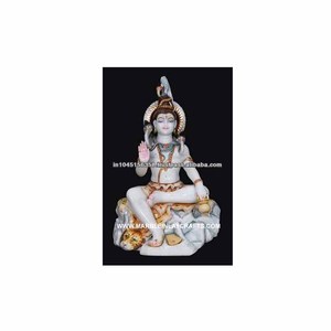 Marble Lord Shankar Statue with Painting - Product Image 1