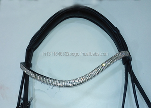 Mexican Figure-8 Grakle Horse Brida con 4 filas en forma de U Brow Band SS Hardware Web-Reins - Product Image 3