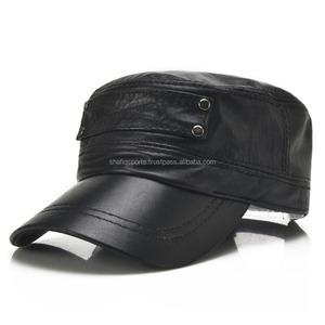 Sombrero negro de piel auténtica Newsboy - Product Image 1