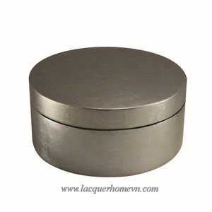 กล่องใส่แลคเกอร์หรูหราทรงกลมสีเงิน,กล่องแลคเกอร์ MDf,กล่องของขวัญแล็คเกอร์จากเวียดนาม - Product Image 2