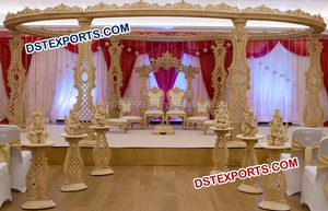 Nuevo Mandap de Madera Tallada, Estilo Moderno, para Bodas, con Color y Tamaño Personalizados, Decoración Duradera para Eventos en EE. UU. - Product Image 4
