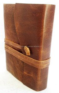 Diario de cuero suave de color marrón genuino personalizado al por mayor 2018 con correa de cuero cuaderno de cuero recargable - Product Image 3