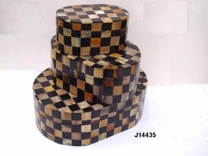 Caja de madera con forma de cuerno para joyería, organizador de mosaico disponible en todos los tamaños, con forma ovalada - Product Image 6