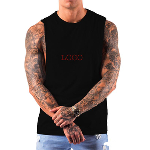 <b>Men's</b> Gym Apparel 95% Cotton 5% Spandex <b>Muscle</b> Tank <b>Top</b> Deep Cut Bodybuilding Shirt Loose Fit Weight Training Singlet <b>Tops</b> - Product Image 5