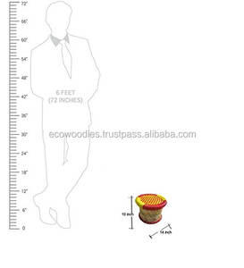 Tabouret ottoman en bambou fait main pour console rembourrée peu encombrante avec incrustation d'os pour bébés enfants et salon - Product Image 5