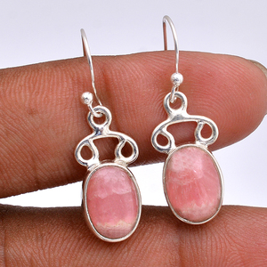 Natural Rhodochrosite Gemstone <b>Gold</b> Plated 925 Sterling Silver <b>Drop</b> <b>Earrings</b> for Women Party Fashion Jewelry Oval Cut - Product Image 3