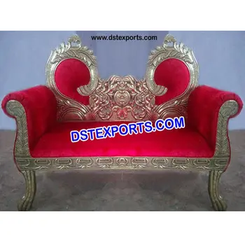 Đám Cưới Đôi Lá Đồng Thau Kim Loại Sofa, Thiết Kế Mới Nhất Cưới Red Brass Kim Loại Hai Chỗ Ngồi Sofa, Ấn Độ Wedding Furniture Decor