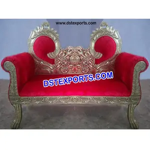 Đám Cưới Đôi Lá Đồng Thau Kim Loại Sofa, Thiết Kế Mới Nhất Cưới Red Brass Kim Loại Hai Chỗ Ngồi Sofa, Ấn Độ Wedding Furniture Decor