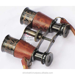 Binocular de latón náutico senderismo Camping envoltura de cuero rojo marino Binocular negro antiguo Binocular coleccionables regalo de Navidad - Product Image 2