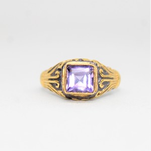 Superventas 18K chapado en oro 925 anillo de plata esterlina hecho a mano diseñador forma cuadrada amatista boda joyería suministro al por mayor - Product Image 2