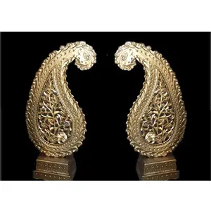 ของตกแต่งงานแต่งงานลายเพสลีย์สีทอง ดีไซน์ล่าสุด ผ้าใยสำหรับตกแต่งงานแต่งงาน ผู้ผลิตมานดาปงานแต่งงานแบบอินเดีย - Product Image 1