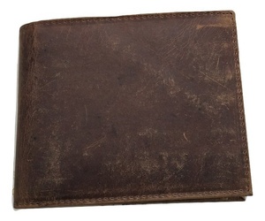 Cartera de piel auténtica RFID delgada Vintage Unisex, gran capacidad, estilo informal, decoración bordada, uso diario, tipo de cierre abierto - Product Image 1