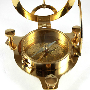 Latón hecho a mano náutico reloj de sol brújula trípode soporte pulido direccional aniversario cumpleaños regalo embalado caja de madera cuero - Product Image 5