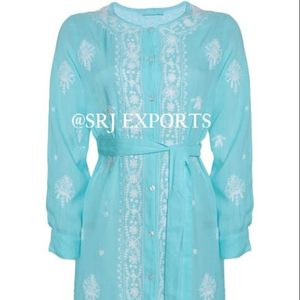 Magnifique haute couture prix Centre-avant bouton fermeture florale brodé flatteur taille ceinture femmes couvrir Kimono robe - Product Image 1