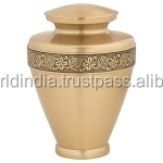 Diseño de Hojas Vivas verdes, urna de Metal de estilo americano, Brassworld, suministros funerarios Premium para adultos de India de Metal y latón - Product Image 3