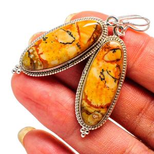New Arrival 925 Sterling Silver <b>Long</b> Oval Shape Picture Jasper Gemstone <b>Earrings</b> Handmade Jewelry <b>For</b> Beautiful <b>Women</b> ODM OEM - Product Image 2