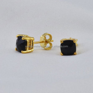 925 sterling silver Black Onyx Gemstone stud earrings - Product Image 1