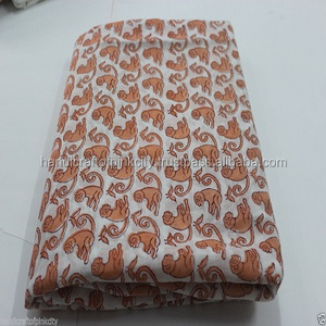 Yards Hand Block Print Cotton Fabric, Jaipuri Print Fabric Monkey Pink Color - Product Image 1